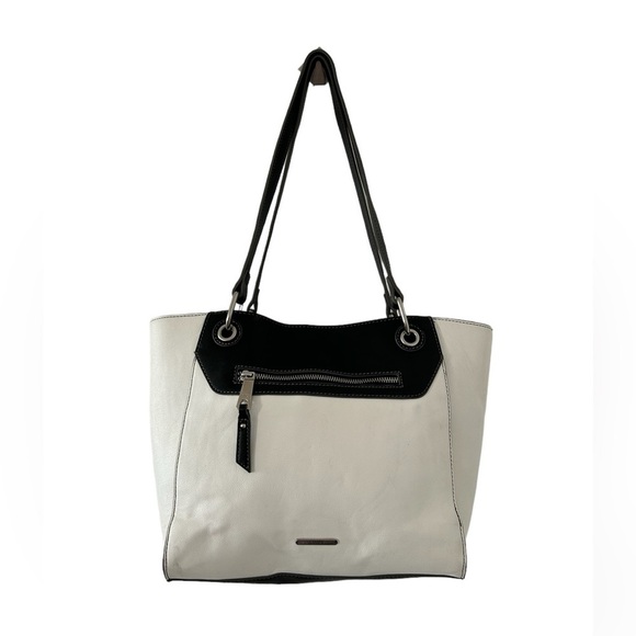 Chaps Handbags - CHAPS black and white leather tote shoulder purse